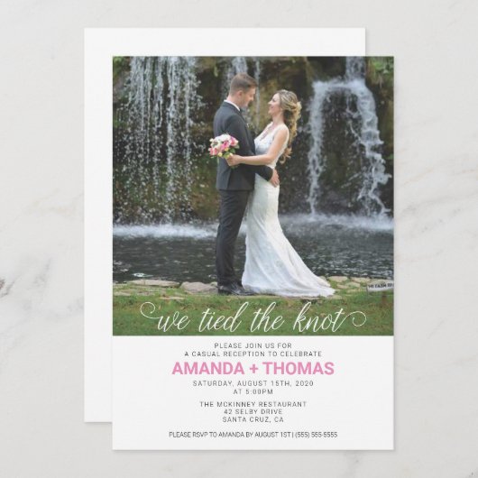 我々は結び目の結婚式のレセプションを結んだ 招待状 (正面/裏面)