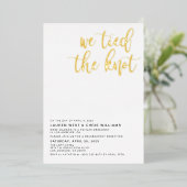 我々は結び目の結婚式のレセプションを結んだ 箔招待状 (立ち正面)