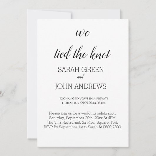 我々は結び目の結婚発表を結んだ 招待状 (正面)