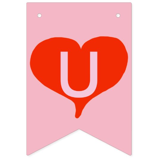 我々は結び目の赤いハートの束結婚の旗を結んだ バンティングフラッグ (第3の旗)