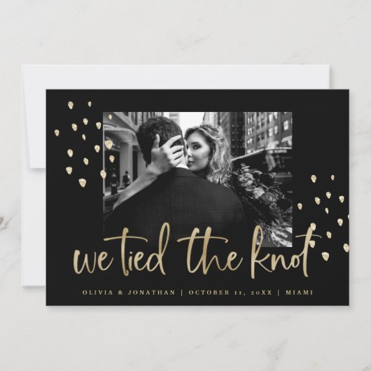 我々は結び目の金ゴールドの結婚発表を結んだ 招待状 (正面)