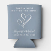 我々は結び目ほこりっぽいブルー結婚式の引き出物 缶クーラー (裏面)