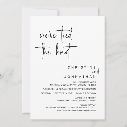 我々は結び目を結んだ、の駆け結婚落ちパーティーの活性化 招待状 (正面)