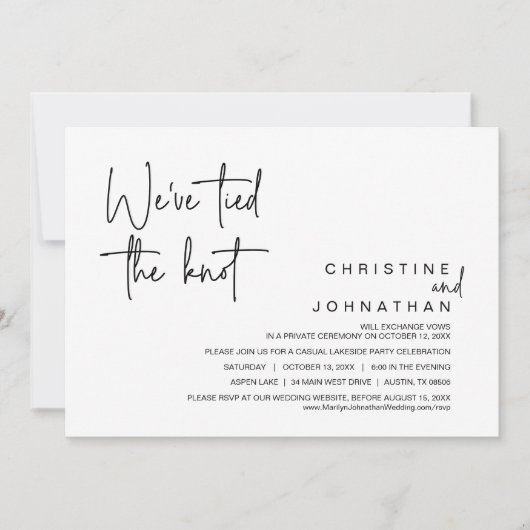 我々は結び目を結んだ、の駆け結婚落ちパーティー 招待状 (正面)