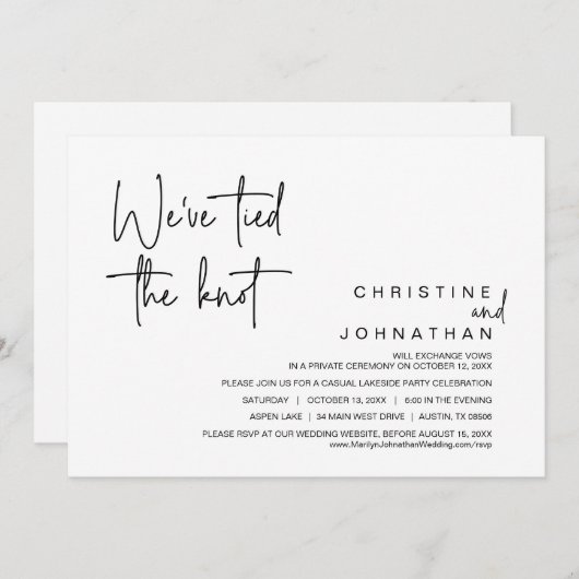 我々は結び目を結んだ、の駆け結婚落ちパーティー 招待状 (正面/裏面)