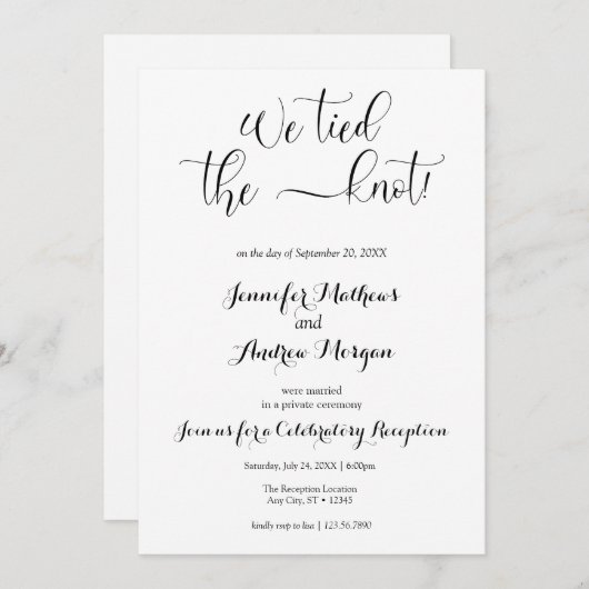 我々は結び目を結んだ |ウェディングカジュアルレセプション 招待状 (正面/裏面)