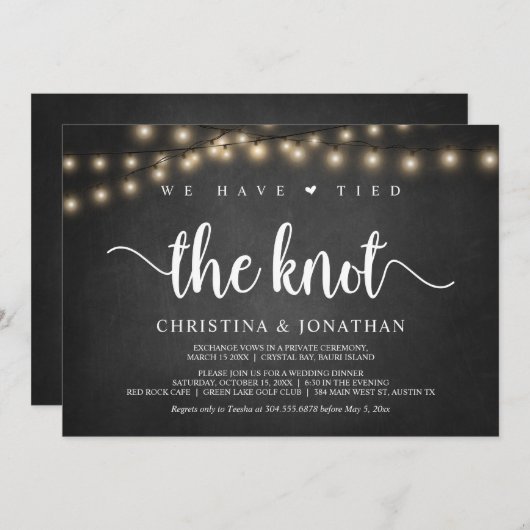 我々は結び目を結んだ、エロペメント素朴パーティーインヴィ 招待状 (正面/裏面)