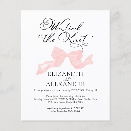 我々は結び目を結んだ |ピンクボウ結婚の駆け落ち (正面)