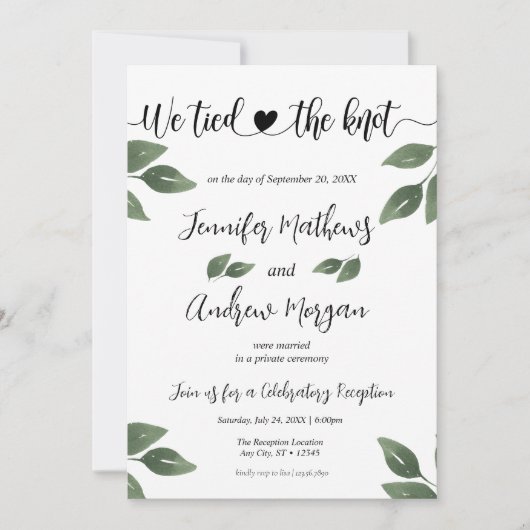 我々は結び目を結んだ |フォトウェディングレセプション 招待状 (正面)