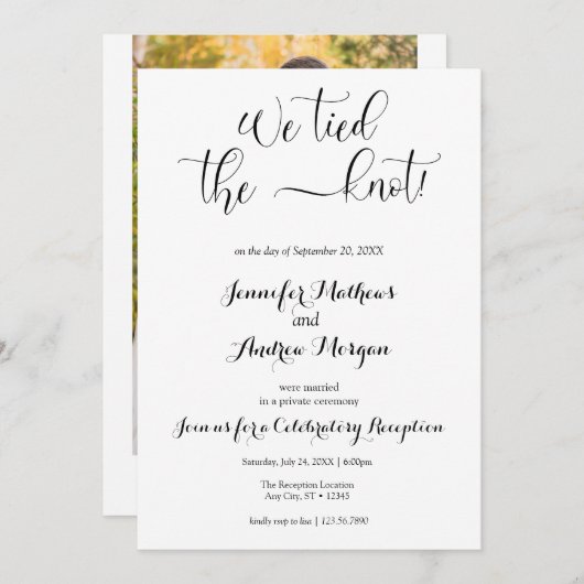 我々は結び目を結んだ |フォトウェディングレセプション 招待状 (正面/裏面)