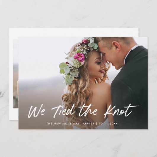 我々は結び目を結んだ | 写真の取り消しのお知らせ 招待状 (正面/裏面)