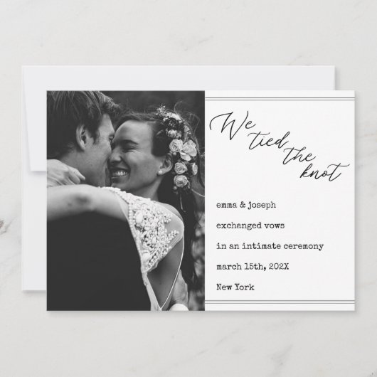 「我々は結び目を結んだ」結婚のニュースエレガントクラシック 案内状 (正面)