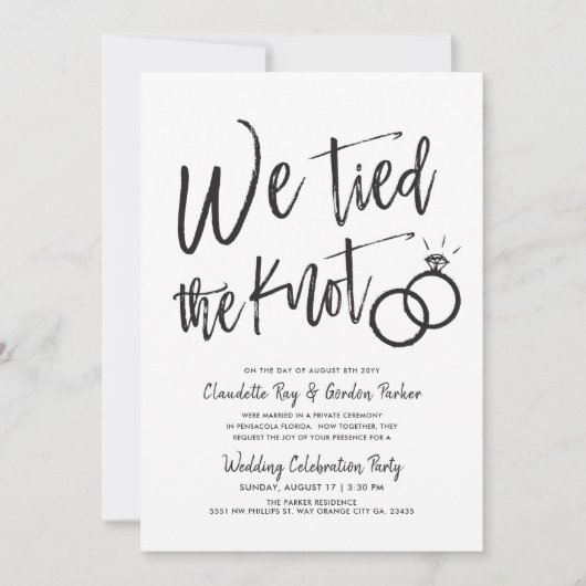 我々は結び目を結んだ |結婚後のパーティー 招待状 (正面)