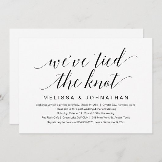 我々は結び目を結結婚んだ、の駆け落ちパーティー 招待状 (正面/裏面)