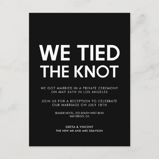 我々は結び目モダンを結婚結んだ ポストカード (正面)