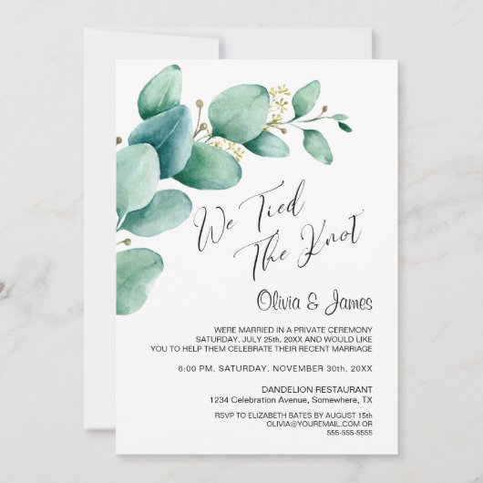 我々は結び結んだユーカリ葉の写真披露宴 招待状 (正面)