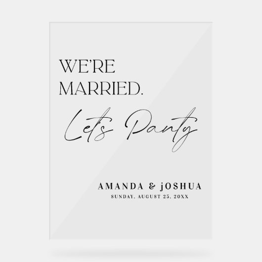 我々は結婚したパーティーの歓迎結婚だ アクリルサイン (正面)
