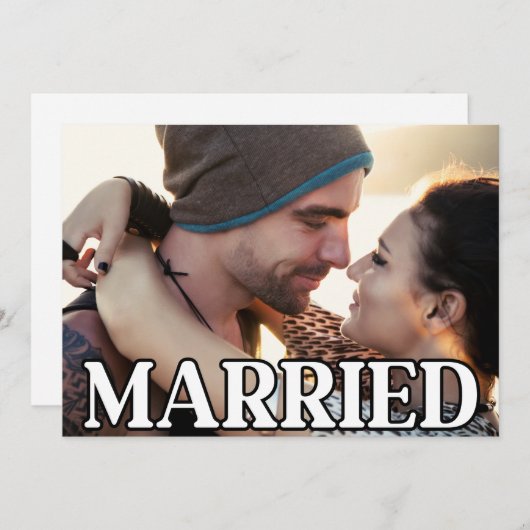 我々は結婚したモダン結婚の写真 案内状 (正面/裏面)