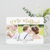 我々は結婚した金ゴールドモダンの結婚婚約 招待状 (スタンド正面)