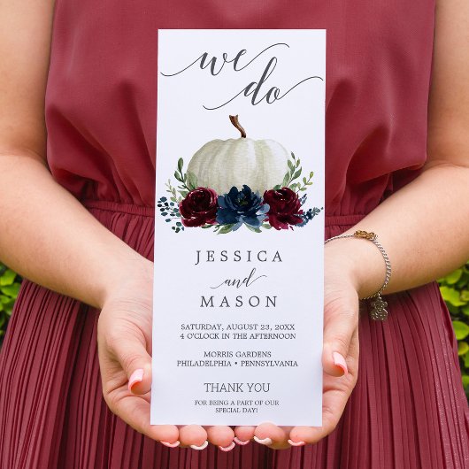 我々は結婚式 プログラムブルゴーニュ海軍カボチャ プログラム