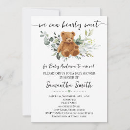 我々は緑のクマ赤ちゃんシャワーを待つことができる 招待状