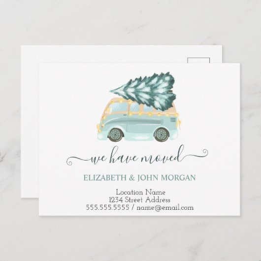 我々は緑のトラックの松の木のクリスマスを移動した 案内ポストカード (正面/裏面)