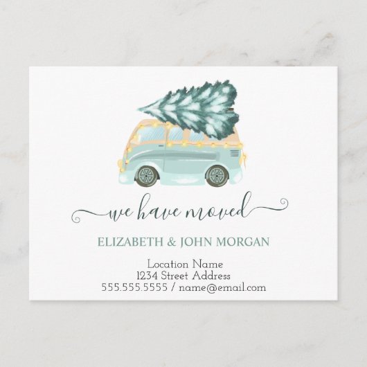 我々は緑のトラックの松の木のクリスマスを移動した 案内ポストカード (正面)