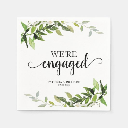 我々は緑婚約したの婚約 スタンダードカクテルナプキン (正面)