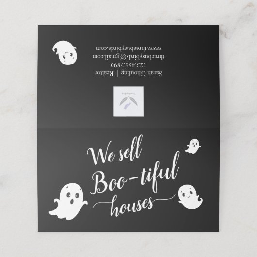 我々は美しい家を売っている |ハロウィーン不動産仲介業者マーケ プレイスカード (外部開封)