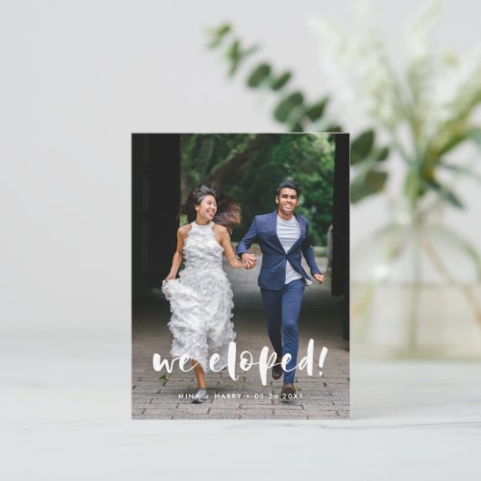 我々は脚本モダンの写結婚真を落とした ポストカード (スタンド正面)