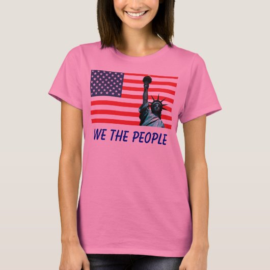 我々は自由の米国国旗の像 Tシャツ (正面)