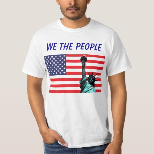 我々は自由の米国国旗の像 Tシャツ (正面)