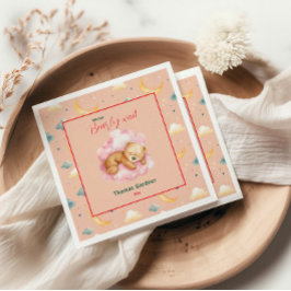 我々は良い待ち男の子かわいいクマ赤ちゃんシャワー スタンダードカクテルナプキン