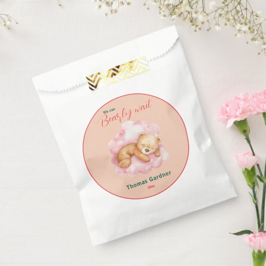 我々は良い待ち男の子かわいいクマ赤ちゃんシャワー フェイバーバッグ (封をした状態)