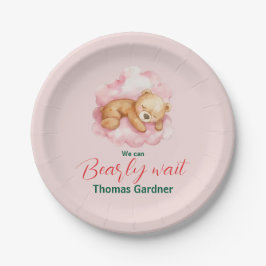 我々は良い待ち男の子かわいいクマ赤ちゃんシャワー ペーパープレート