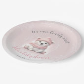 我々は良く待つことができますピンクの赤ちゃんシャワー紙プレート ペーパープレート (アングル)