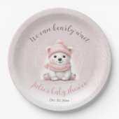 我々は良く待つことができますピンクの赤ちゃんシャワー紙プレート ペーパープレート (正面)