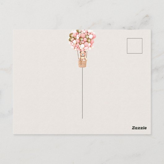 我々は良く待つことができますピンクの金ゴールド赤ちゃんシャワーありがとう ポストカード (裏面)