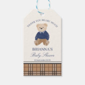 我々は良く待つことができるクラシックの格子状の赤ちゃんシャワー ギフトタグ (正面)