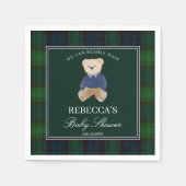 我々は良く待つことができるクラシックの格子状の赤ちゃんシャワー スタンダードカクテルナプキン (正面)