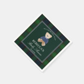 我々は良く待つことができるクラシックの格子状の赤ちゃんシャワー スタンダードカクテルナプキン (角)