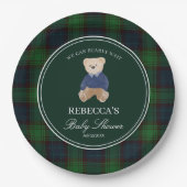 我々は良く待つことができるクラシックの格子状の赤ちゃんシャワー ペーパープレート (正面)