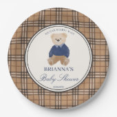 我々は良く待つことができるクラシックの格子状の赤ちゃんシャワー ペーパープレート (正面)