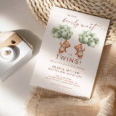我々は良く待つことができるツインズセージ緑の赤ちゃんシャワー 招待状