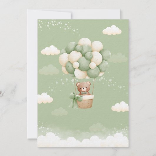 我々は良く待つことができるテディベアセージ赤ちゃんシャワー 招待状 (裏面)