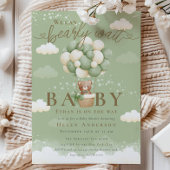 我々は良く待つことができるテディベアセージ赤ちゃんシャワー 招待状