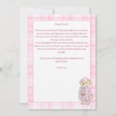 我々は良く待つことができるピンクのクラシックの格子状の赤ちゃんシャワー サンキューカード (裏面)