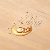 我々は良く待つことができる可愛いベビークマ赤ちゃんシャワー アクリル招待状 (レイダウン)