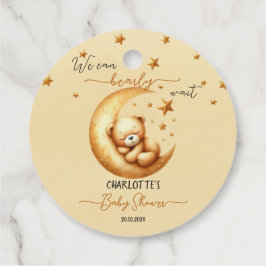 我々は良く待つことができる可愛いベビークマ赤ちゃんシャワー フェイバータグ