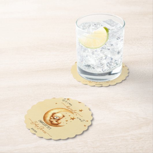 我々は良く待つことができる可愛いベビークマ赤ちゃんシャワー ペーパーコースター (インサイチュ)